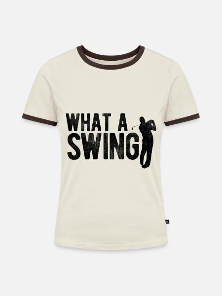 Golfplatz zum Golfen Golf - Frauen Kontrast-T-Shirt - Off-White/Dunkelbraun