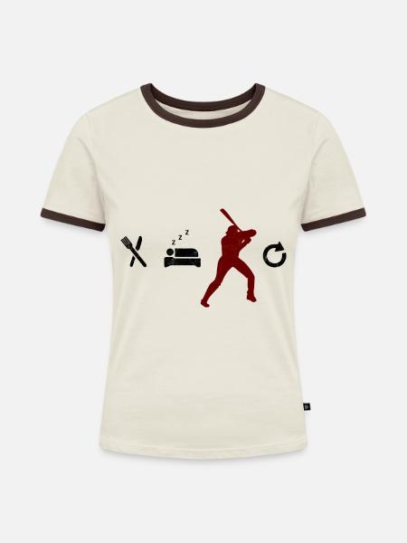 Baseball - Frauen Kontrast-T-Shirt - Off-White/Dunkelbraun