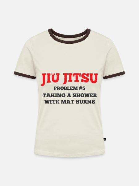 BJJ Jiu Jitsu - Frauen Kontrast-T-Shirt - Off-White/Dunkelbraun