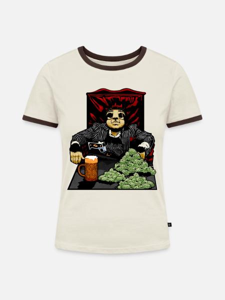 Scar Faultier - Frauen Kontrast-T-Shirt - Off-White/Dunkelbraun