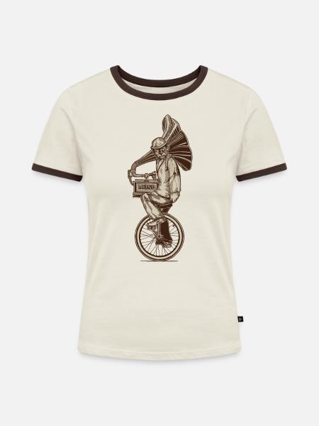 Mono - Farbvariation - Frauen Kontrast-T-Shirt - Off-White/Dunkelbraun