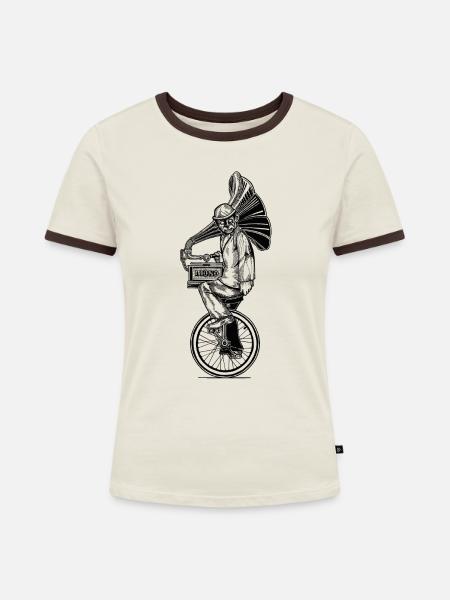 Mono - Frauen Kontrast-T-Shirt - Off-White/Dunkelbraun