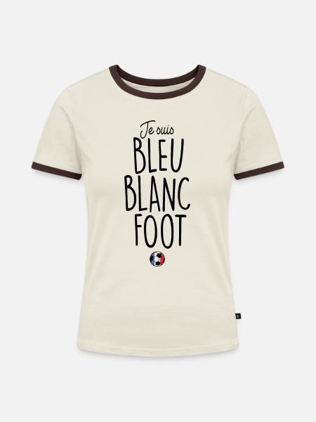 BLAUER WEISSER FUSS - Frauen Kontrast-T-Shirt - Off-White/Dunkelbraun