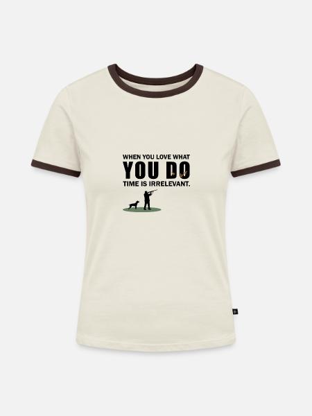 Hunting - Frauen Kontrast-T-Shirt - Off-White/Dunkelbraun