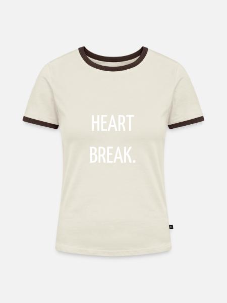 Herzschmerz - Frauen Kontrast-T-Shirt - Off-White/Dunkelbraun