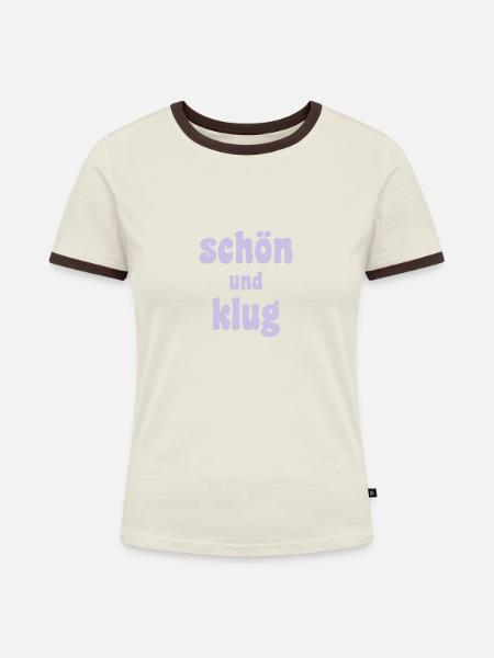 scho nundklug - Frauen Kontrast-T-Shirt - Off-White/Dunkelbraun