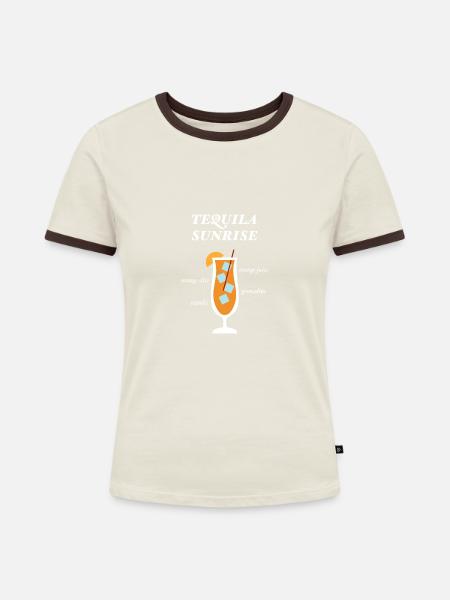 Tequila Sunrise Cocktail Team Tequila - Frauen Kontrast-T-Shirt - Off-White/Dunkelbraun