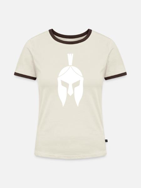 spartaner helm icon - Frauen Kontrast-T-Shirt - Off-White/Dunkelbraun