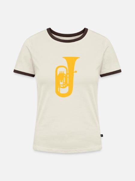 Tuba - Frauen Kontrast-T-Shirt - Off-White/Dunkelbraun