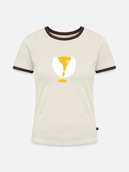 Rohes Ei - V2 - Frauen Kontrast-T-Shirt - Off-White/Dunkelbraun
