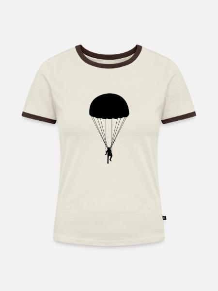 fallschirmspringer - Frauen Kontrast-T-Shirt - Off-White/Dunkelbraun