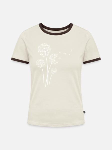 Pusteblume - Frauen Kontrast-T-Shirt - Off-White/Dunkelbraun