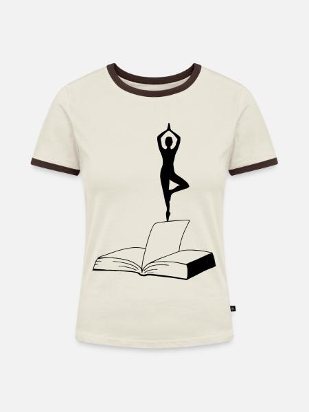balance - Frauen Kontrast-T-Shirt - Off-White/Dunkelbraun