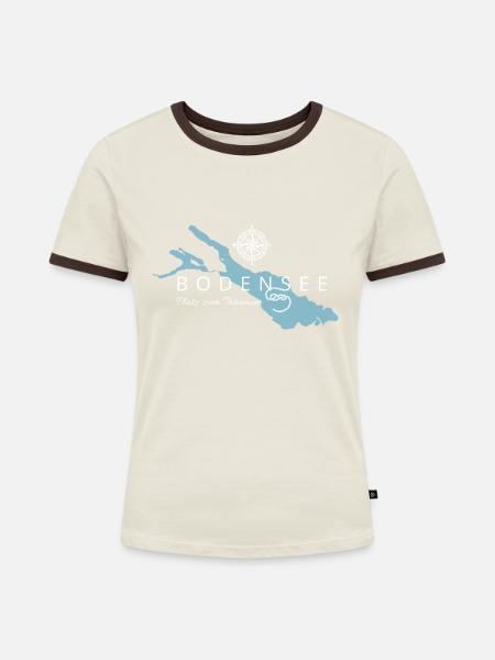 Bodensee - Platz zumTräumen - Frauen Kontrast-T-Shirt - Off-White/Dunkelbraun