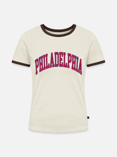 Philadelphia - Frauen Kontrast-T-Shirt - Off-White/Dunkelbraun
