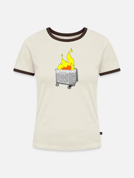 Dumpster Fire - Frauen Kontrast-T-Shirt - Off-White/Dunkelbraun
