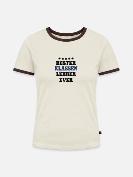 Bester Klassen Lehrer Schule Klassenlehrer - Frauen Kontrast-T-Shirt - Off-White/Dunkelbraun
