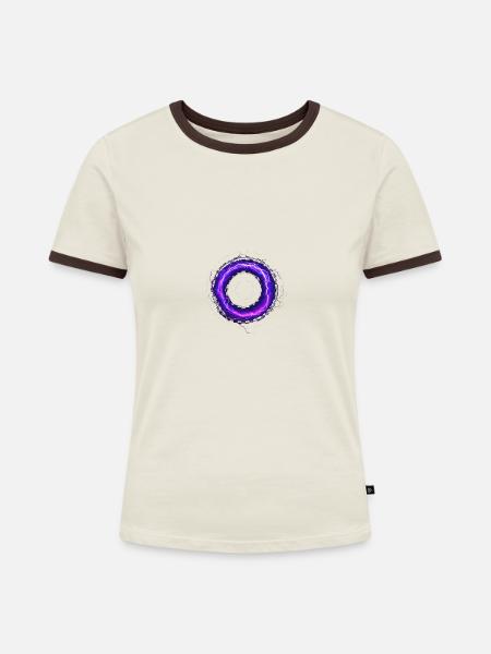 shinin circle - Frauen Kontrast-T-Shirt - Off-White/Dunkelbraun