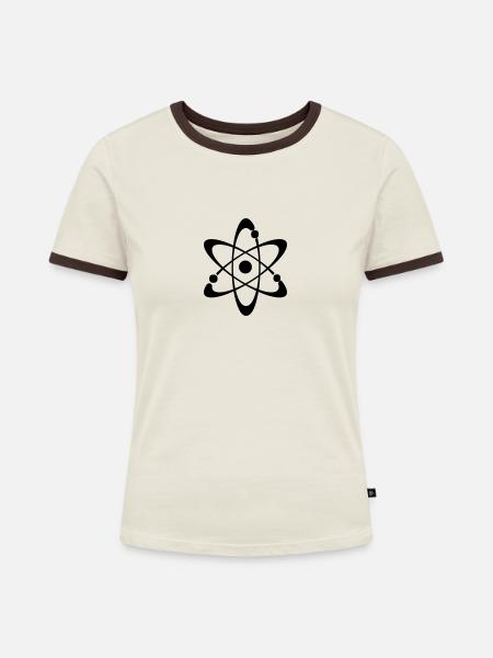 Atom - Frauen Kontrast-T-Shirt - Off-White/Dunkelbraun