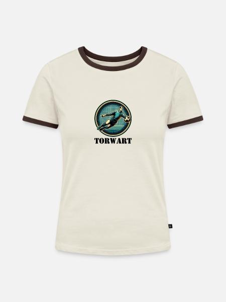 Torwart - Frauen Kontrast-T-Shirt - Off-White/Dunkelbraun