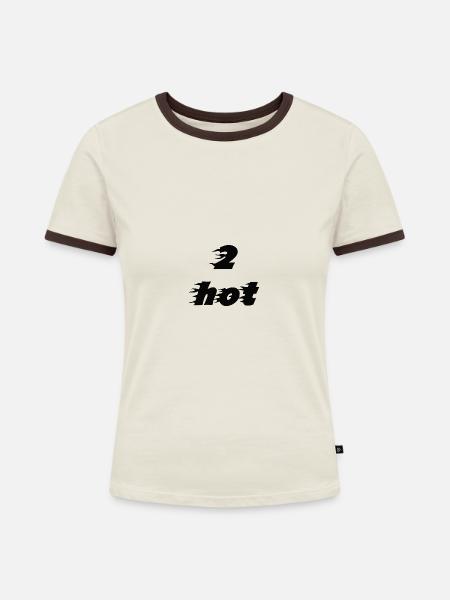 2hot black - Frauen Kontrast-T-Shirt - Off-White/Dunkelbraun