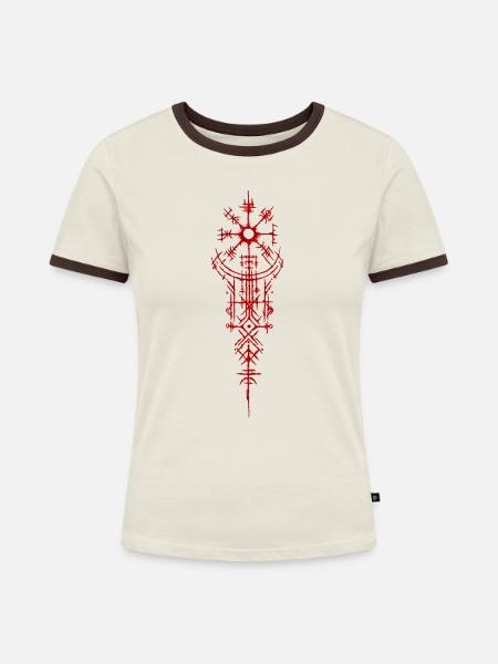 Tattoo Wikinger - Frauen Kontrast-T-Shirt - Off-White/Dunkelbraun