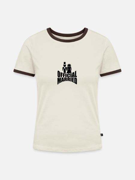 Official Married - Frauen Kontrast-T-Shirt - Off-White/Dunkelbraun