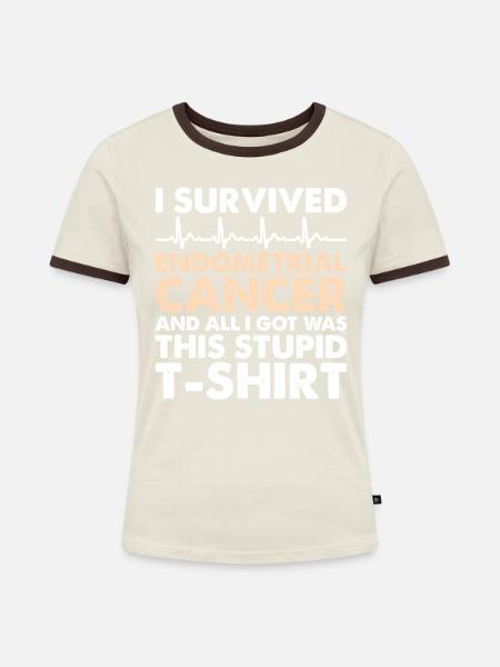 Survivor - Uteruskrebsbewusstsein - Frauen Kontrast-T-Shirt - Off-White/Dunkelbraun