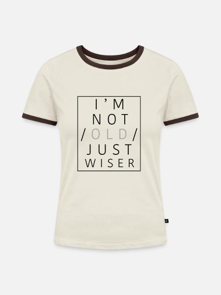 GERADE WISE-Sammlung - Frauen Kontrast-T-Shirt - Off-White/Dunkelbraun
