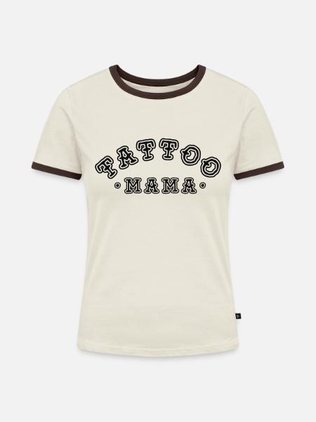 Tattoo Mama - Frauen Kontrast-T-Shirt - Off-White/Dunkelbraun