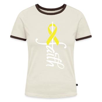 Wahrnehmung Des Bindekrebskrebskrebs - Frauen Kontrast-T-Shirt - Off-White/Dunkelbraun - Vorne - AI Model Female 172 dark (172cm)