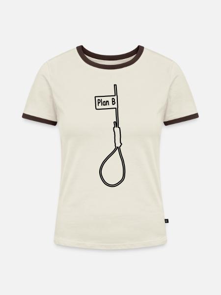 Plan B - Frauen Kontrast-T-Shirt - Off-White/Dunkelbraun