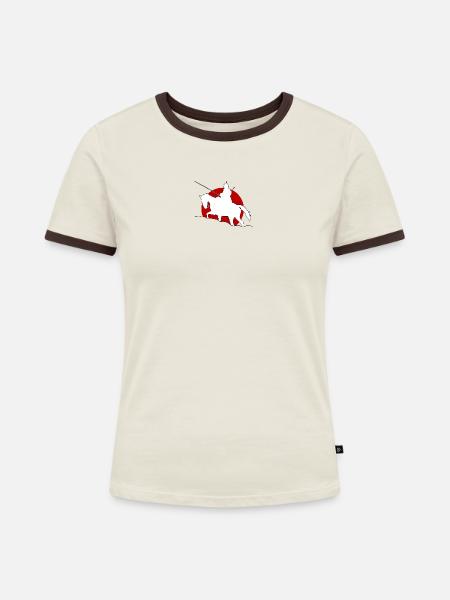 Cavalry / Kavallerie rote Sonne - Frauen Kontrast-T-Shirt - Off-White/Dunkelbraun