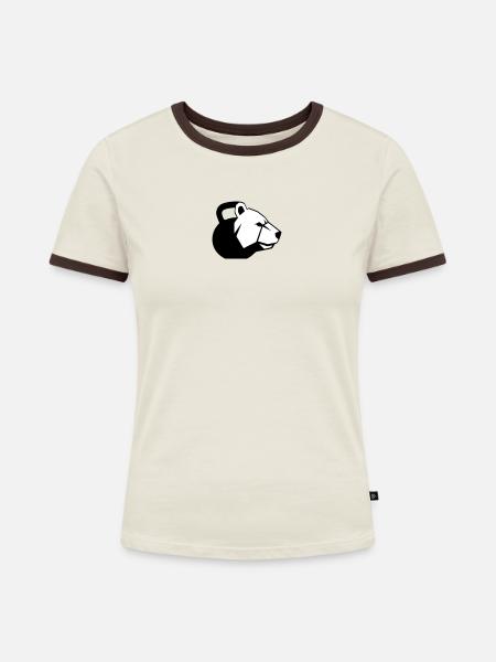KettleBear schwarz - Frauen Kontrast-T-Shirt - Off-White/Dunkelbraun