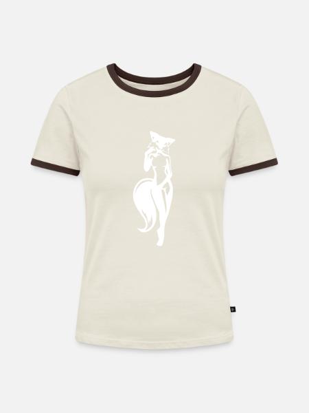 sexy Füchsin - Frauen Kontrast-T-Shirt - Off-White/Dunkelbraun