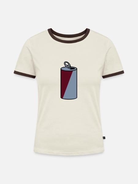 Getränkedose / can (3c) - Frauen Kontrast-T-Shirt - Off-White/Dunkelbraun