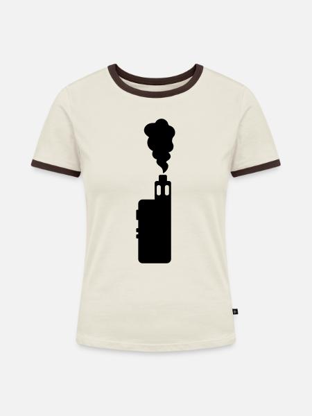 vape + smoke - Frauen Kontrast-T-Shirt - Off-White/Dunkelbraun