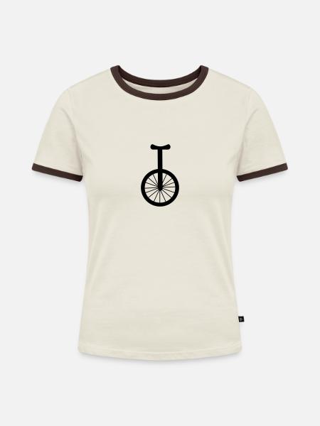 Einrad - Frauen Kontrast-T-Shirt - Off-White/Dunkelbraun