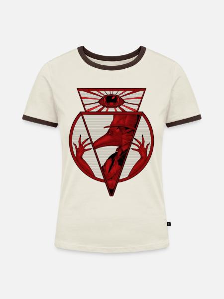 Die Pest rot - Frauen Kontrast-T-Shirt - Off-White/Dunkelbraun