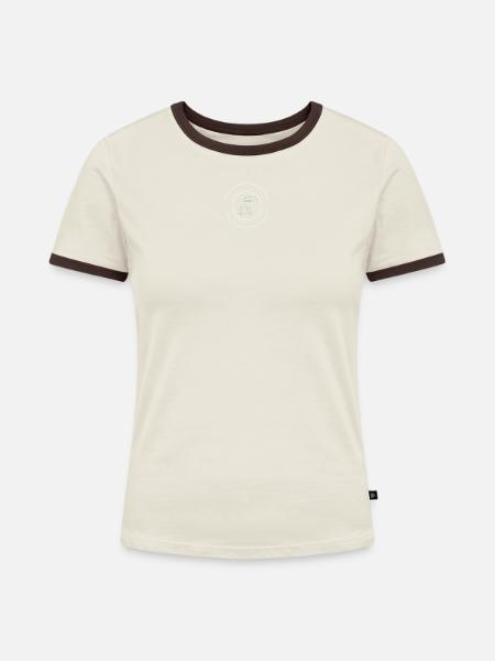 Umwelt zu liebe - Frauen Kontrast-T-Shirt - Off-White/Dunkelbraun
