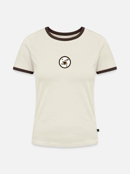 Cafe - Frauen Kontrast-T-Shirt - Off-White/Dunkelbraun