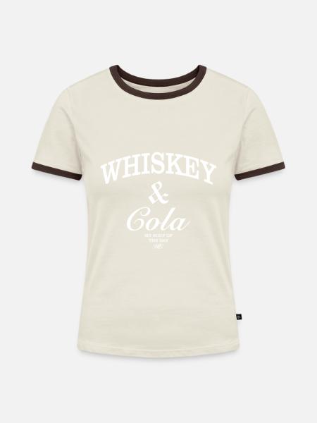 Whiskey Cola - Frauen Kontrast-T-Shirt - Off-White/Dunkelbraun