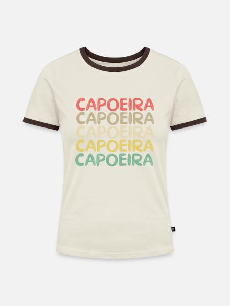 Capoeira - Frauen Kontrast-T-Shirt - Off-White/Dunkelbraun