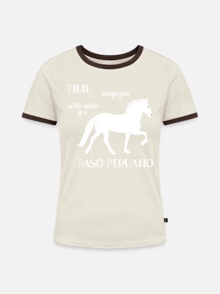 Time always flies - Frauen Kontrast-T-Shirt - Off-White/Dunkelbraun