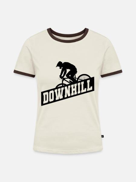 Downhill Biker - Frauen Kontrast-T-Shirt - Off-White/Dunkelbraun