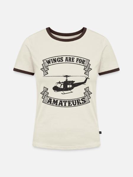 Helikopter Pilot - Frauen Kontrast-T-Shirt - Off-White/Dunkelbraun
