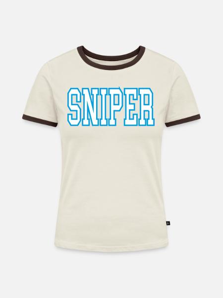 Sniper - Frauen Kontrast-T-Shirt - Off-White/Dunkelbraun