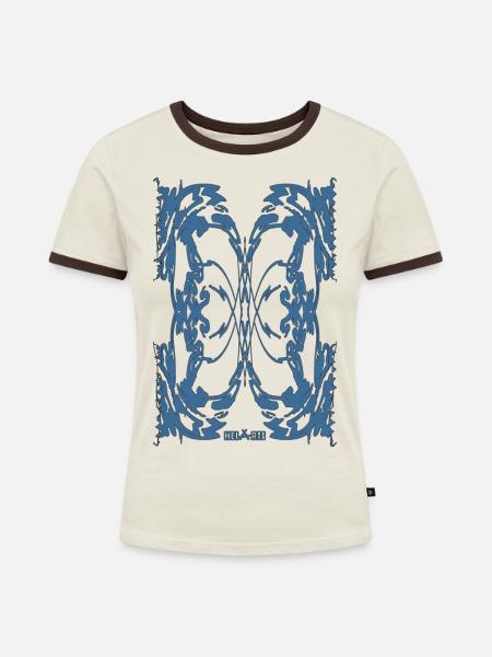 Abstract No. 74 - Frauen Kontrast-T-Shirt - Off-White/Dunkelbraun