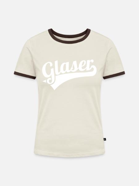 Glaser - Frauen Kontrast-T-Shirt - Off-White/Dunkelbraun
