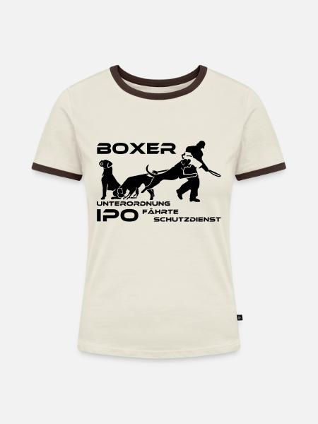 404 Boxer IPO / VPG - Frauen Kontrast-T-Shirt - Off-White/Dunkelbraun